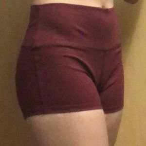 Knee Dark Yeah Maroon Spandex Shorts